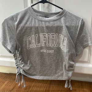 california west coast grey crop tee